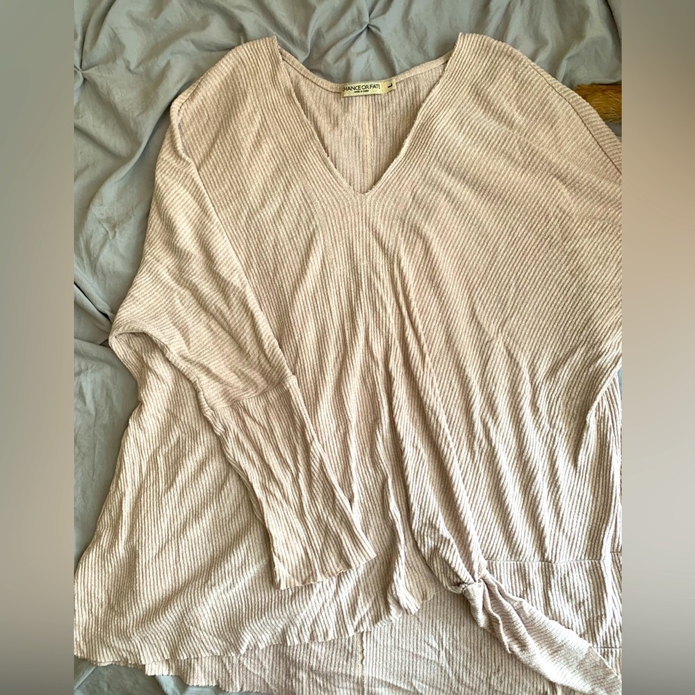 Chance or Fate Light Dusty Pink Drop Shoulder Loose Flowy Sweater Long Sleeve
